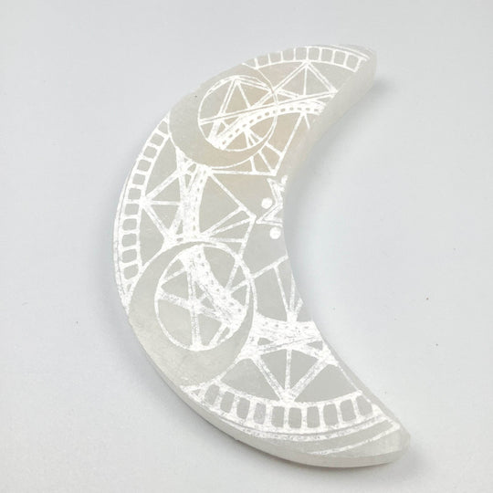 Selenite Etched Half-Moon - Rocks and Gems Canada