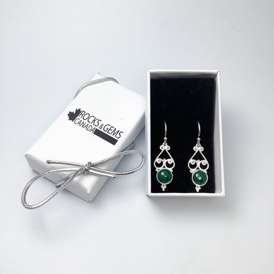 Malachite Dangle Earrings - Rocks and Gems Canada