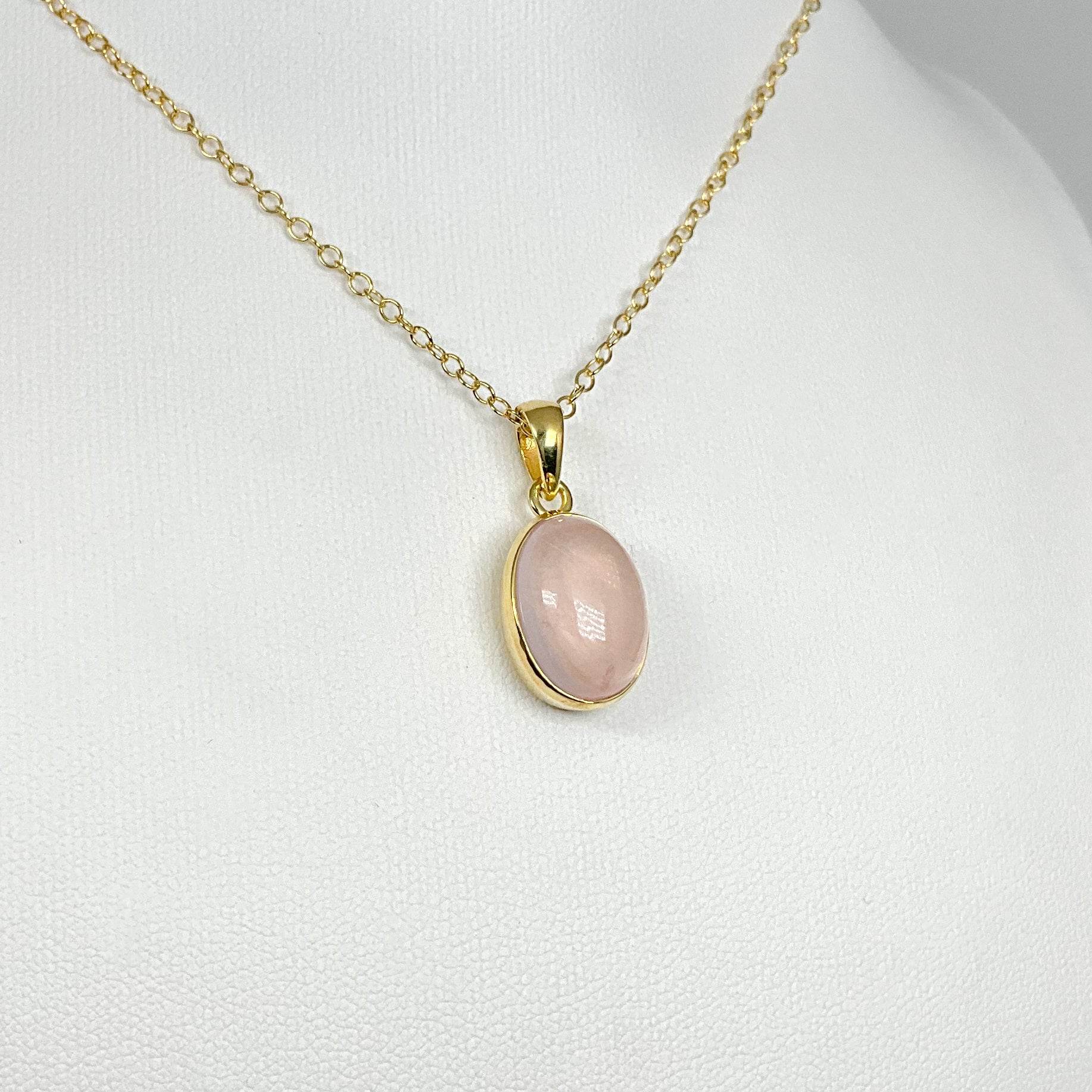 Rose Quartz Gold Finish Pendant - Rocks and Gems Canada