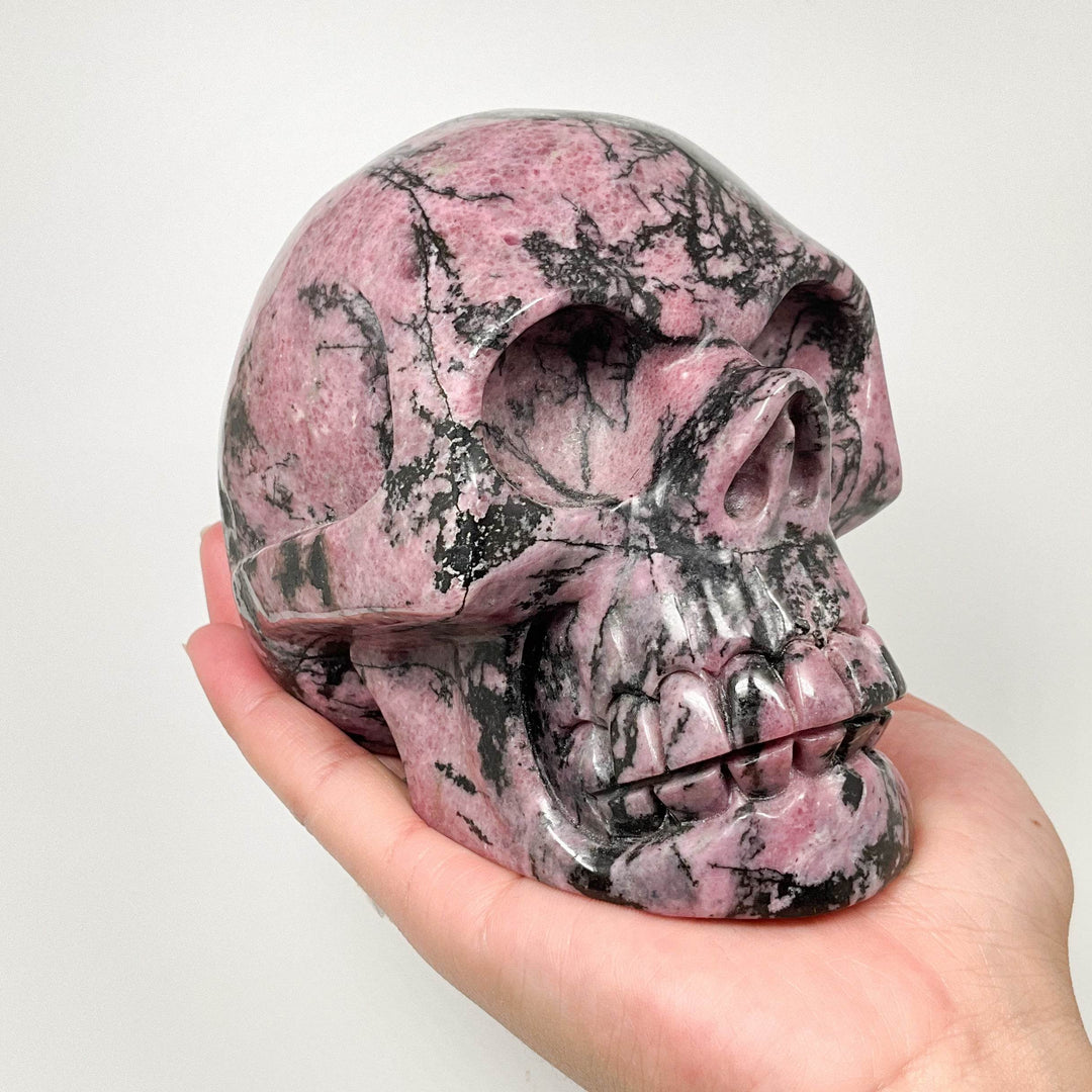 Carved Rhodonite Skull - Rocks and Gems Canada