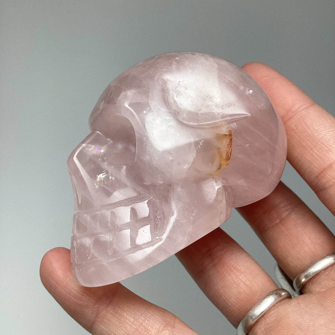 Carved Rose Quartz Skull - Rocks and Gems Canada