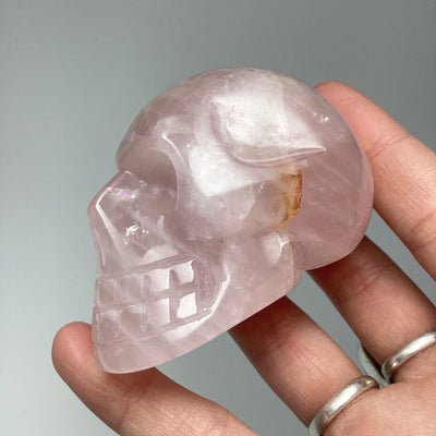 Carved Rose Quartz Skull