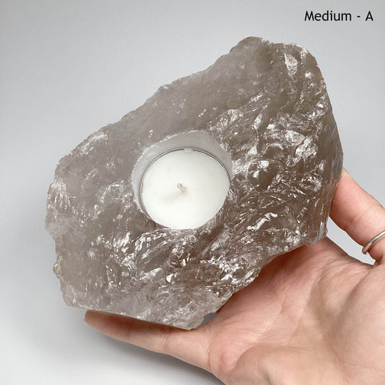 Rough Smoky Quartz Candle Holder - Rocks and Gems Canada