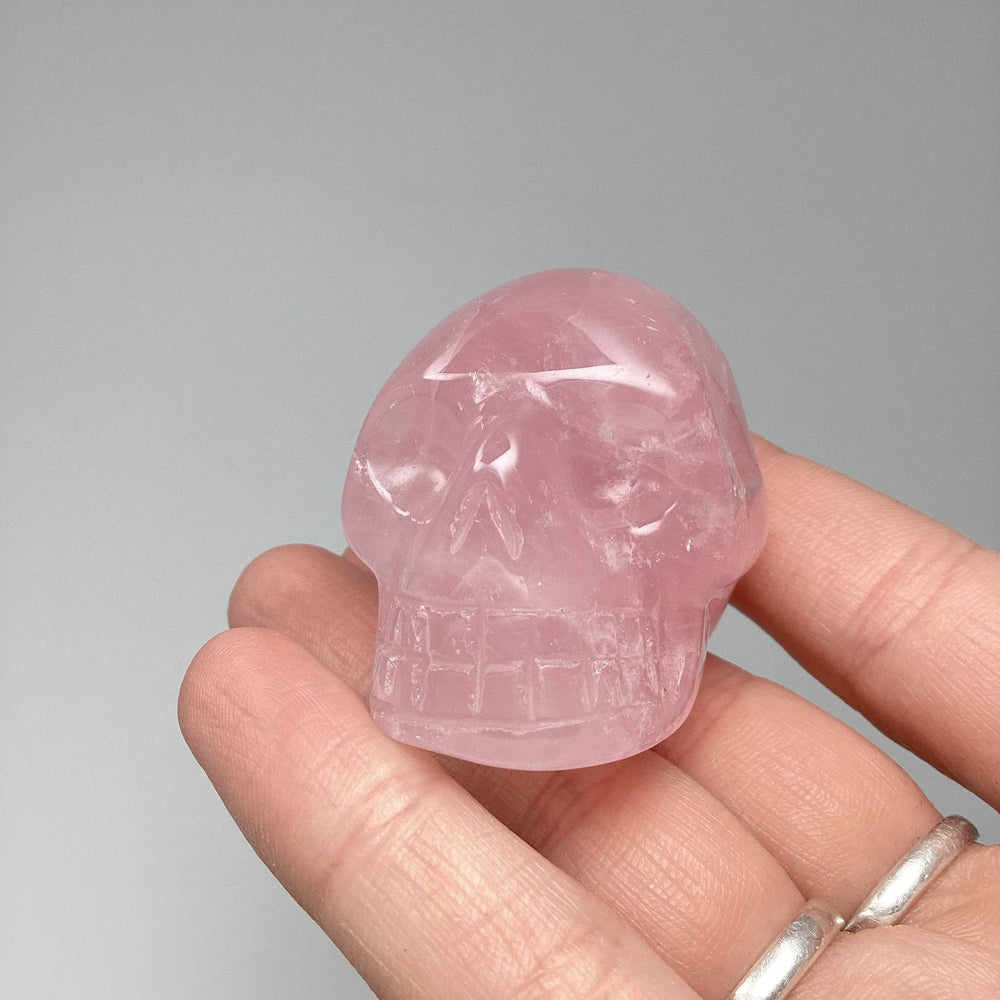 Carved Rose Quartz Skull - Rocks and Gems Canada