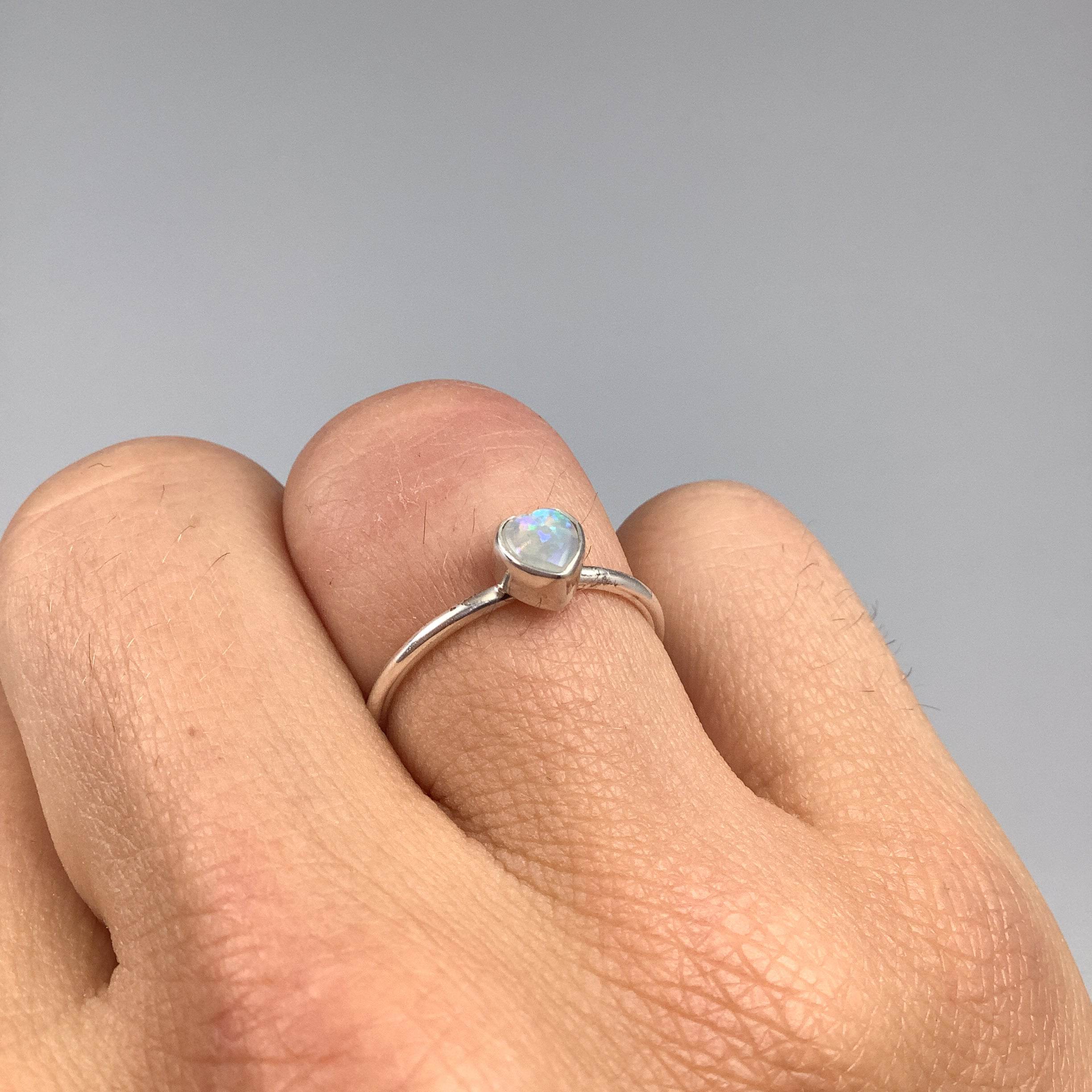 Australian Opal Heart Ring - Rocks and Gems Canada