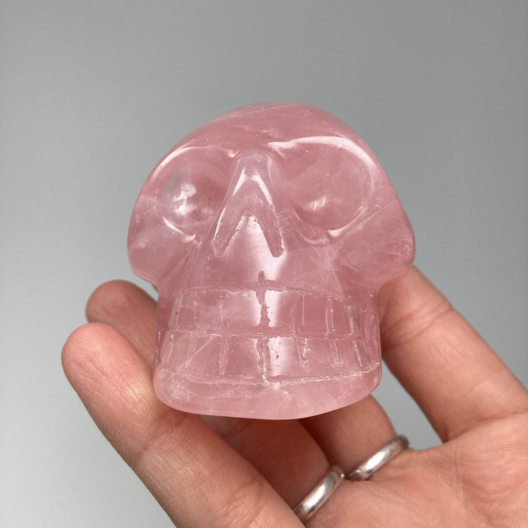 Carved Rose Quartz Skull - Rocks and Gems Canada
