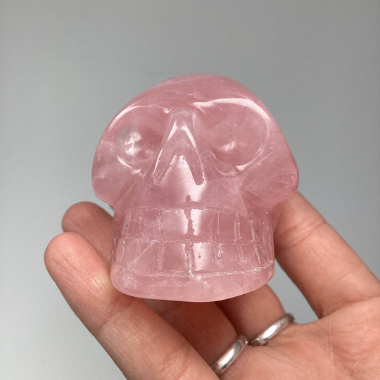 Carved Rose Quartz Skull - Rocks and Gems Canada