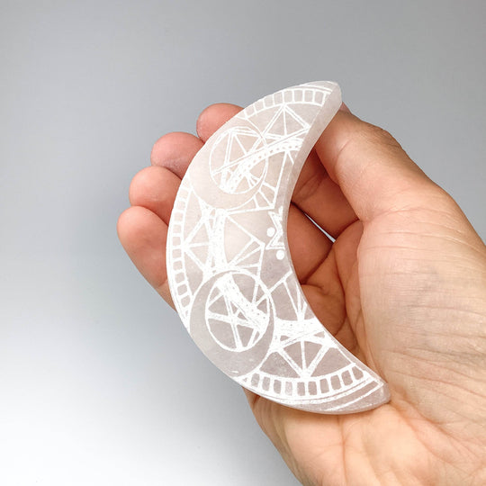 Selenite Etched Half-Moon - Rocks and Gems Canada