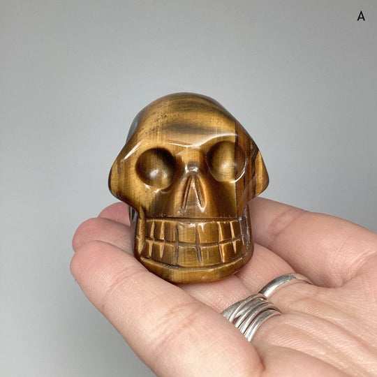 Carved Tiger Eye Skull - Rocks and Gems Canada
