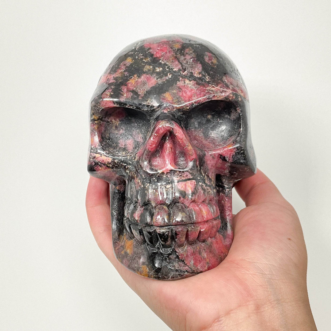 Carved Rhodonite Skull - Rocks and Gems Canada