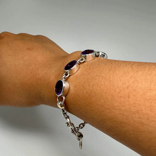 Amethyst Sterling Silver Bracelet - Rocks and Gems Canada