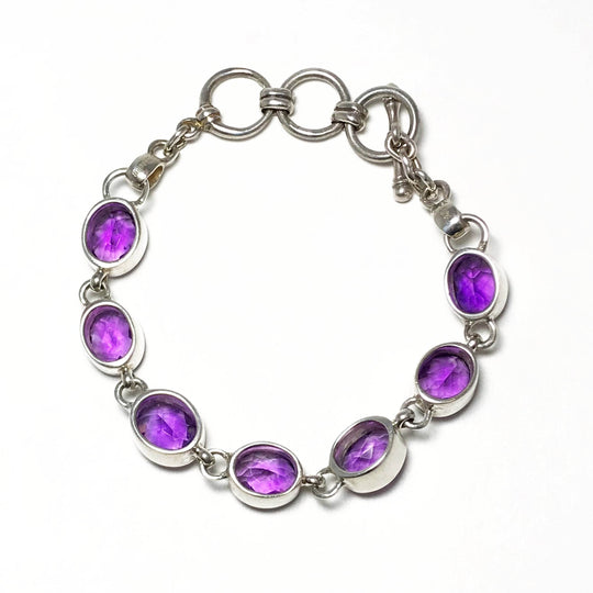 Amethyst Sterling Silver Bracelet - Rocks and Gems Canada