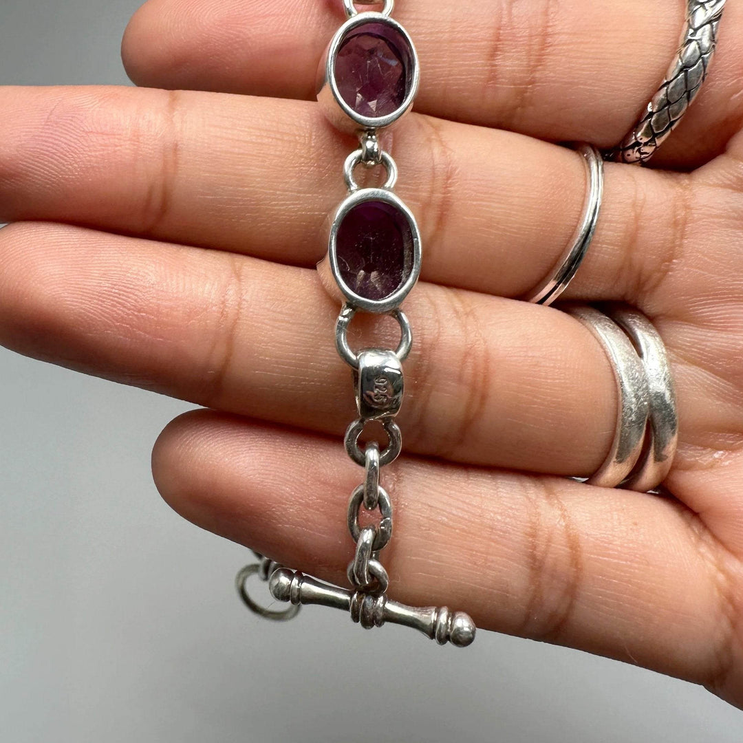 Amethyst Sterling Silver Bracelet - Rocks and Gems Canada
