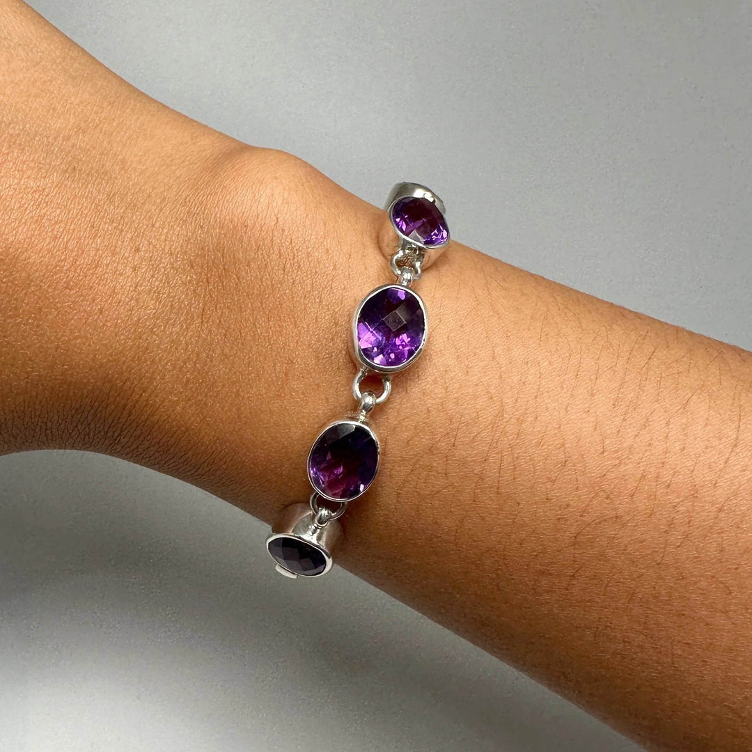 Amethyst Sterling Silver Bracelet - Rocks and Gems Canada