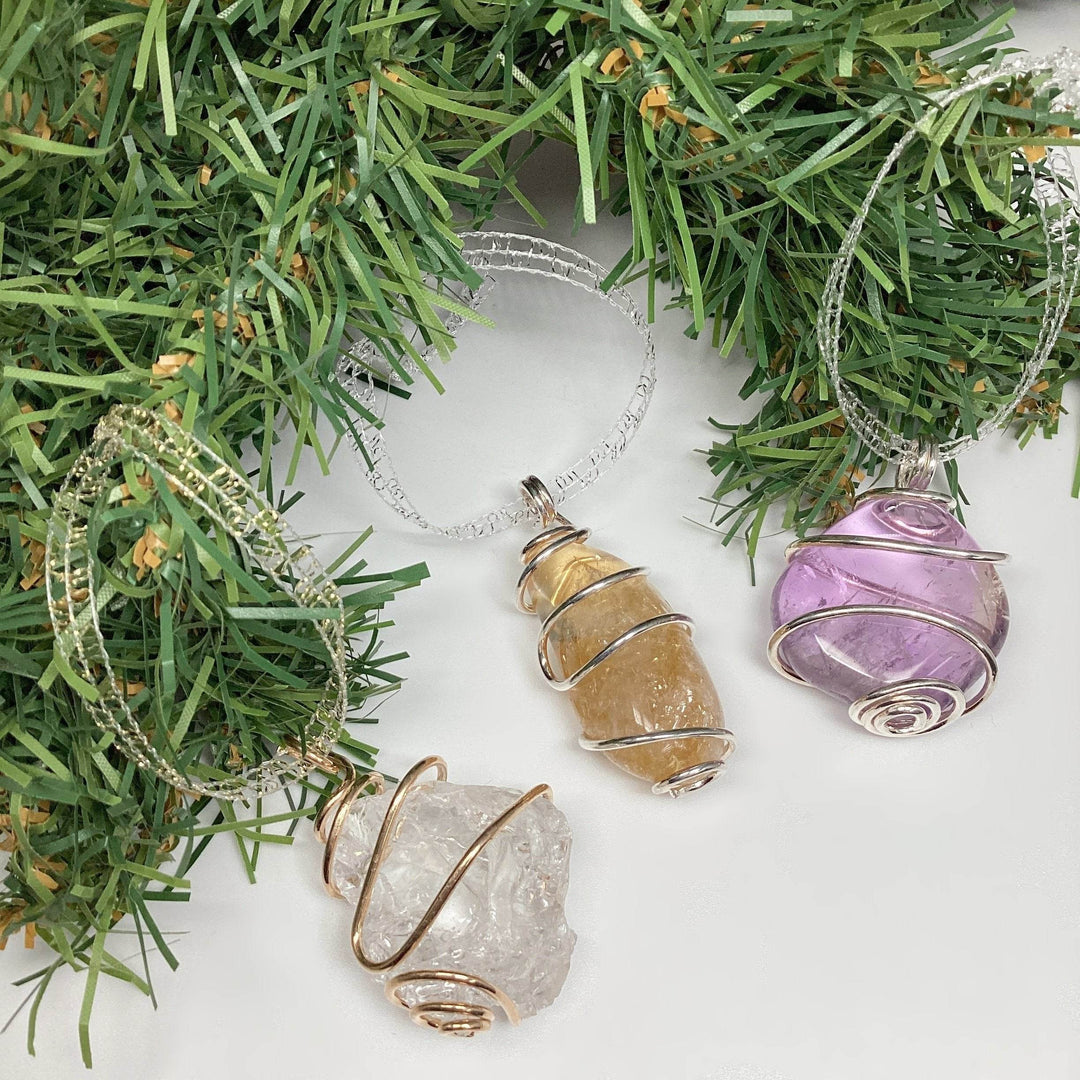 Wire Wrap Gemstone Christmas Ornament - Rocks and Gems Canada