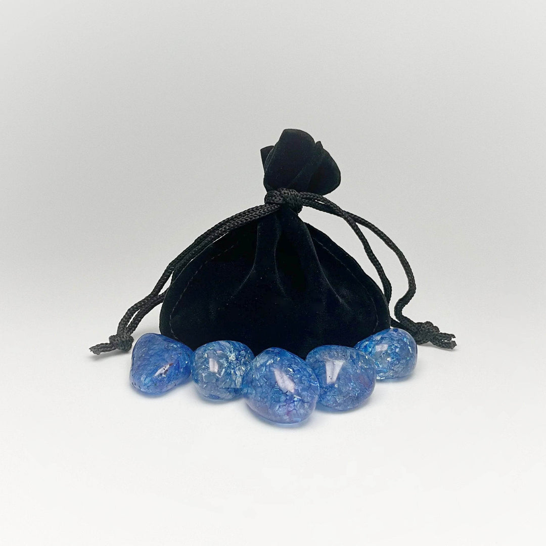 Blue Crackle Quartz Small Tumbles Pouch - Rocks and Gems Canada