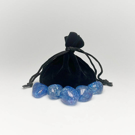 Blue Crackle Quartz Small Tumbles Pouch - Rocks and Gems Canada