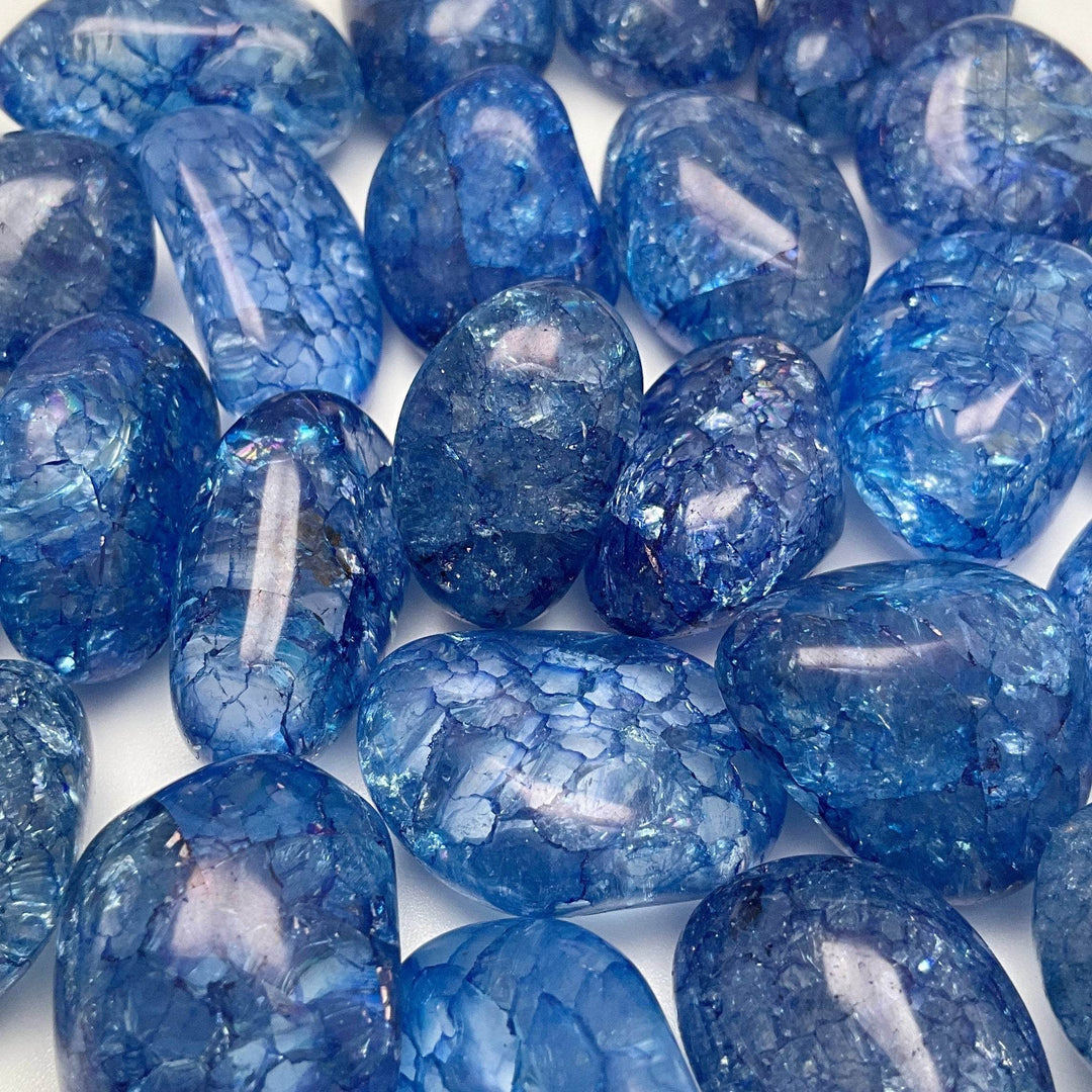 Blue Crackle Quartz Small Tumbles Pouch - Rocks and Gems Canada