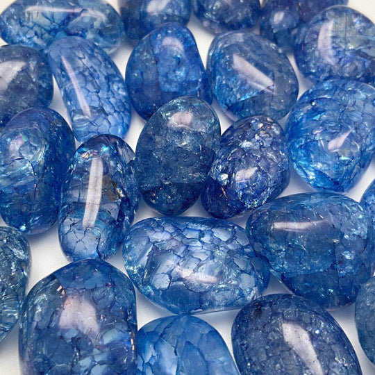Blue Crackle Quartz Small Tumbles Pouch - Rocks and Gems Canada
