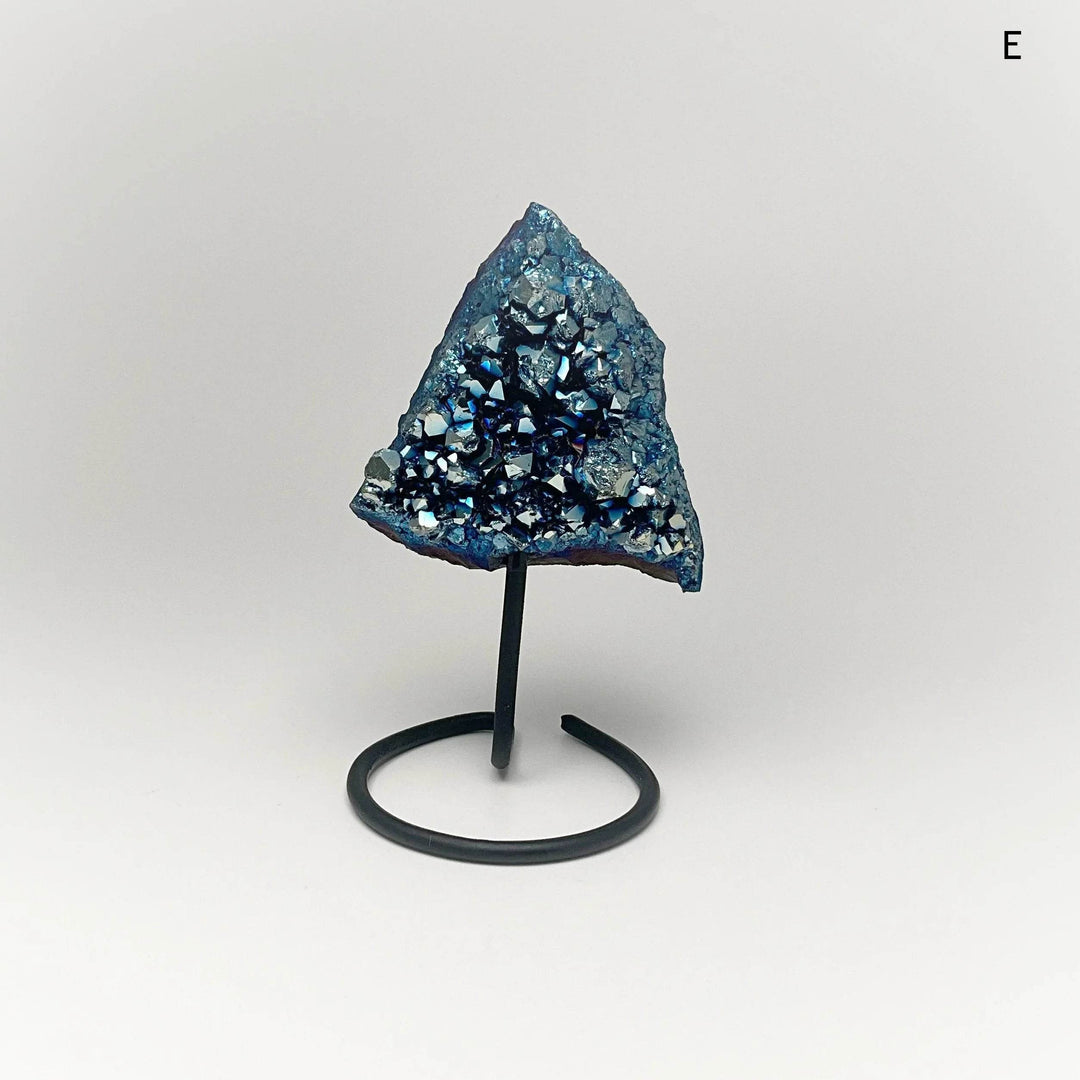 Blue Rainbow Amethyst Druze Cluster On Stand - Rocks and Gems Canada