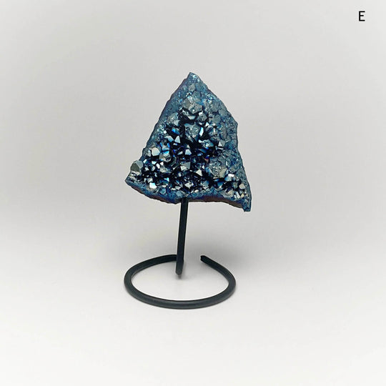 Blue Rainbow Amethyst Druze Cluster On Stand - Rocks and Gems Canada