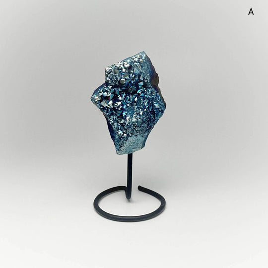 Blue Rainbow Amethyst Druze Cluster On Stand - Rocks and Gems Canada