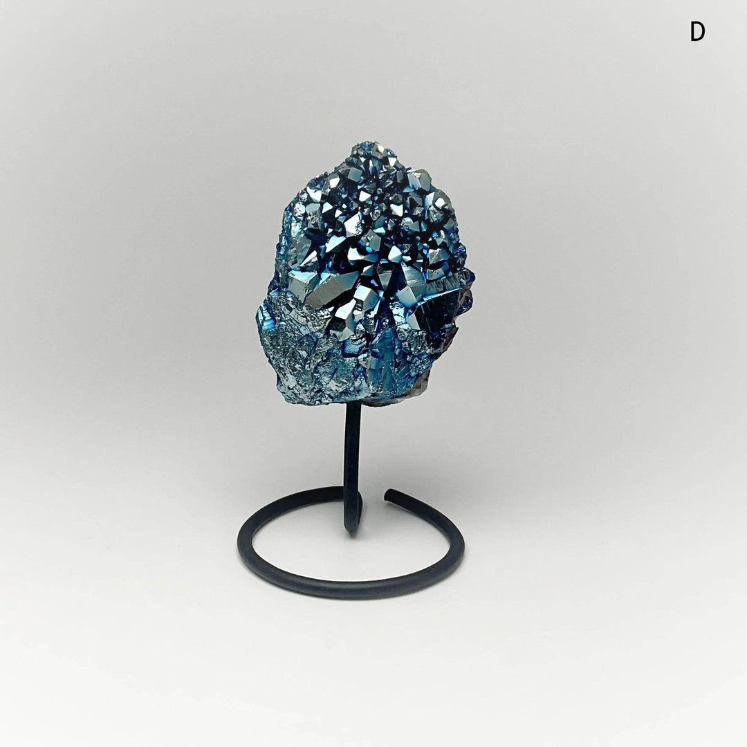 Blue Rainbow Amethyst Druze Cluster On Stand - Rocks and Gems Canada