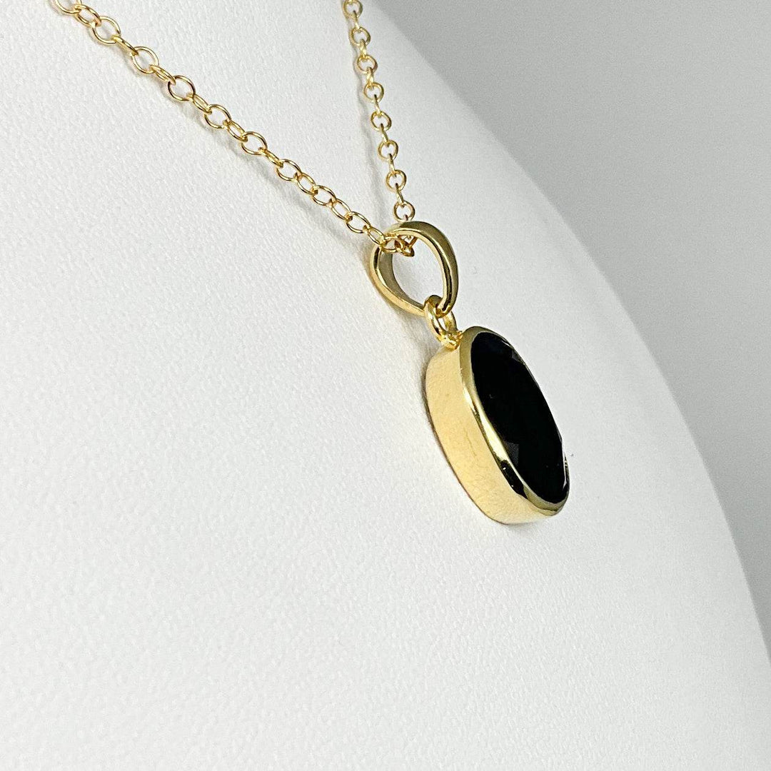 Black Onyx Gold Finish Pendant - Rocks and Gems Canada