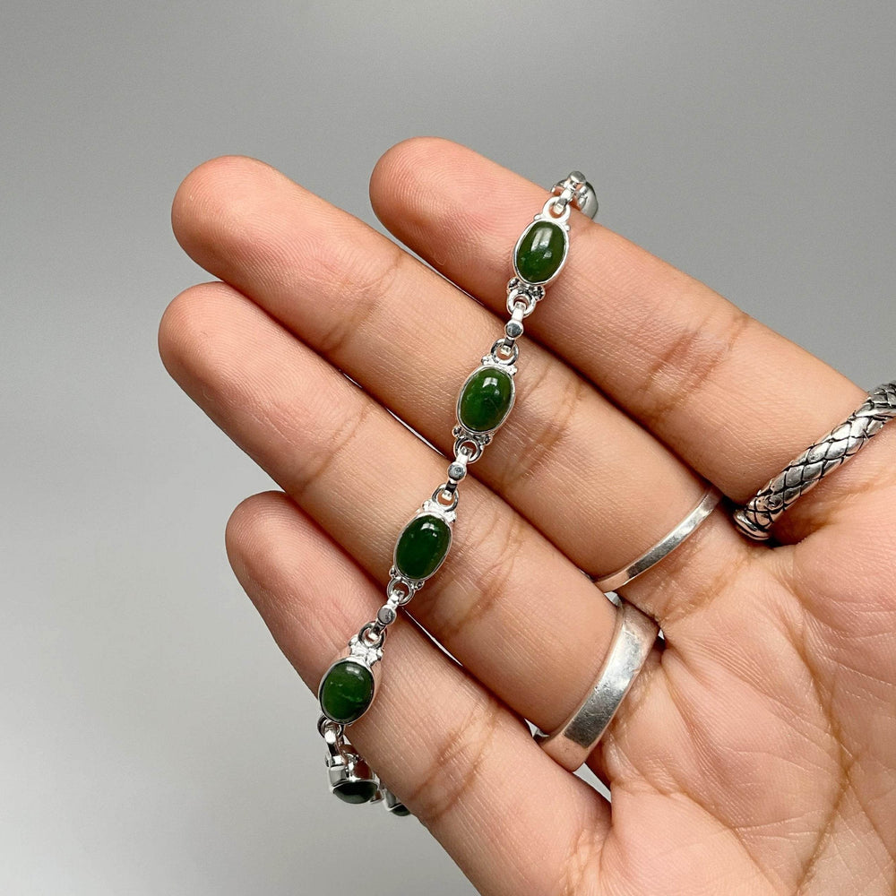 Canadian Jade Sterling Silver Bracelet - Rocks and Gems Canada