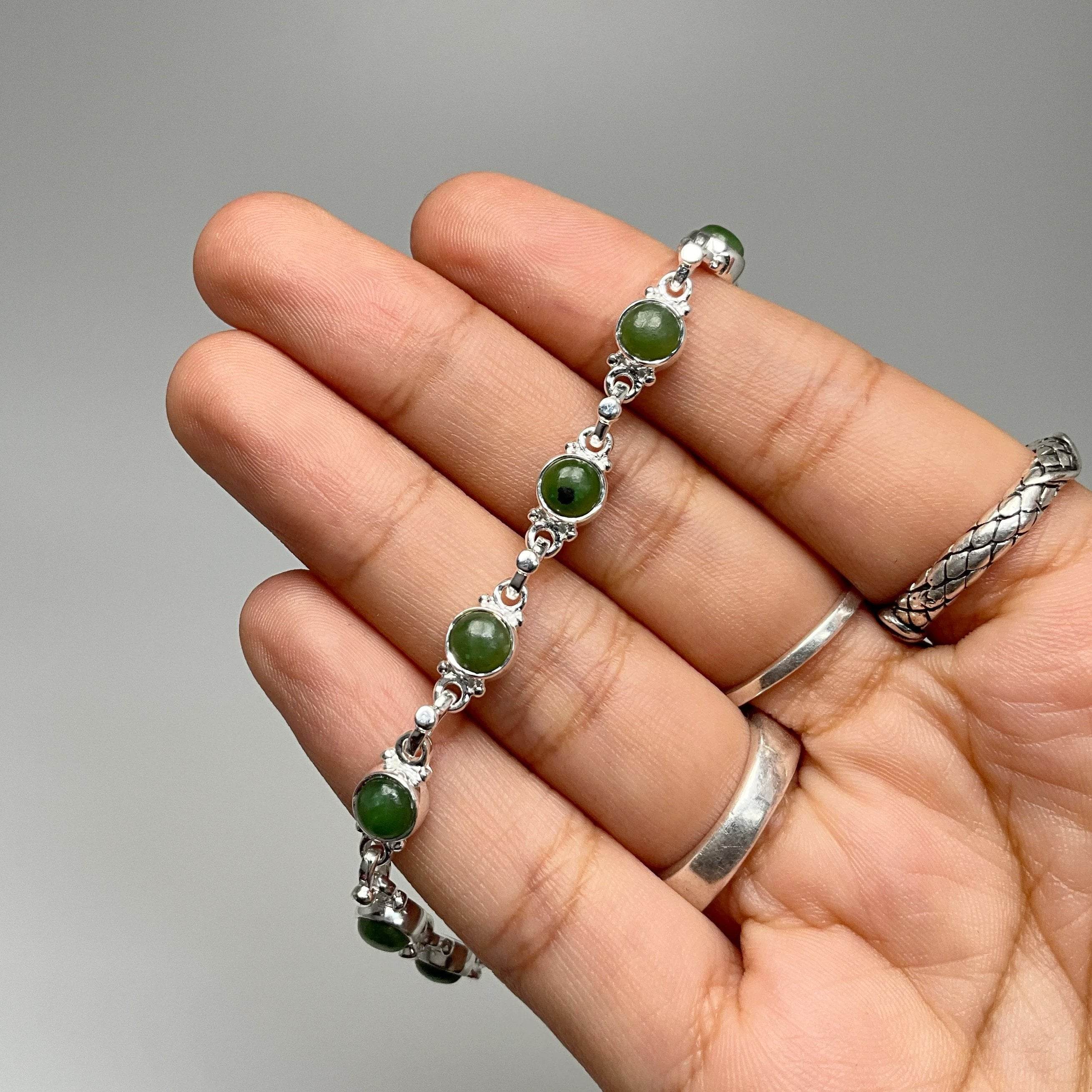 Canadian Jade Sterling Silver Bracelet - Rocks and Gems Canada