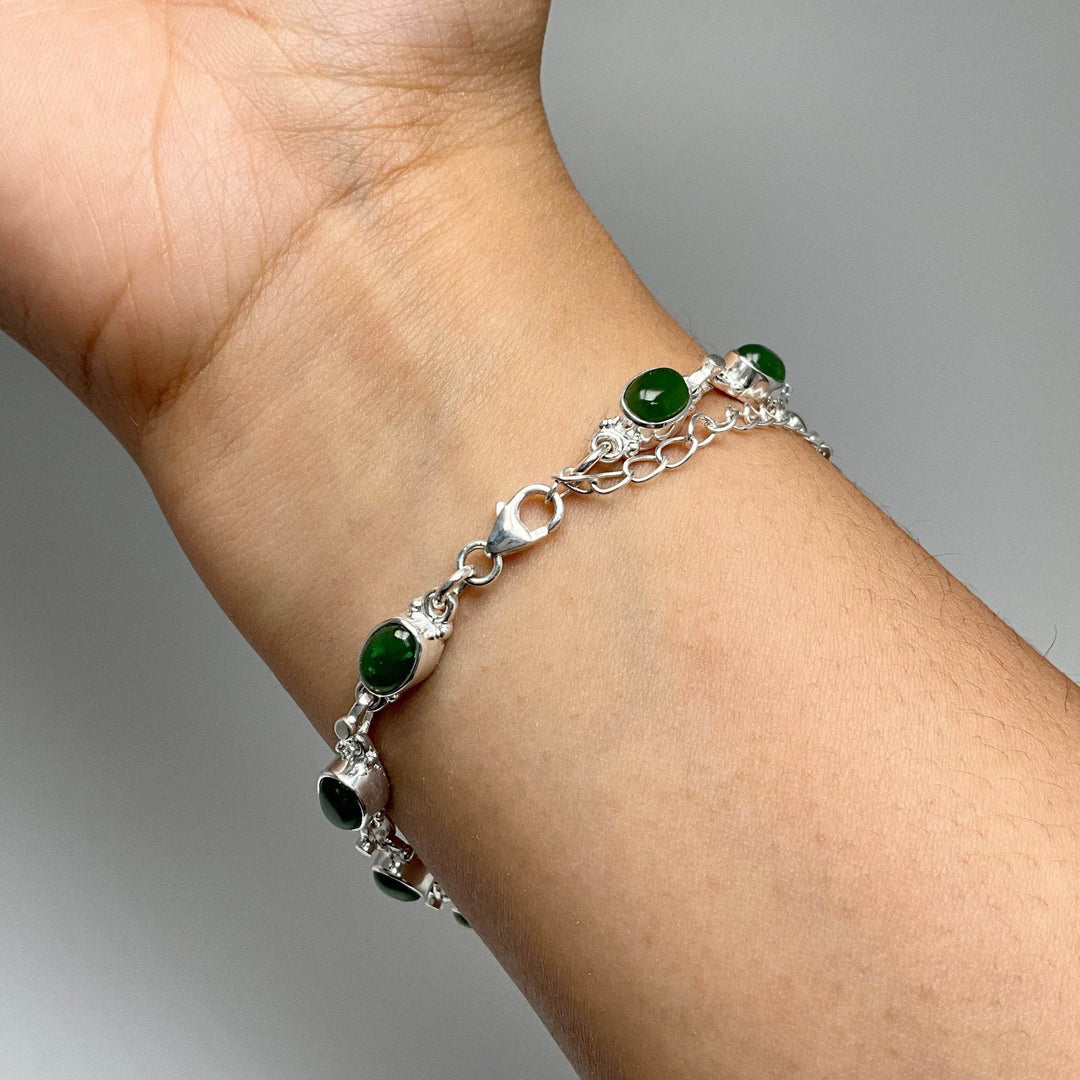 Canadian Jade Sterling Silver Bracelet - Rocks and Gems Canada