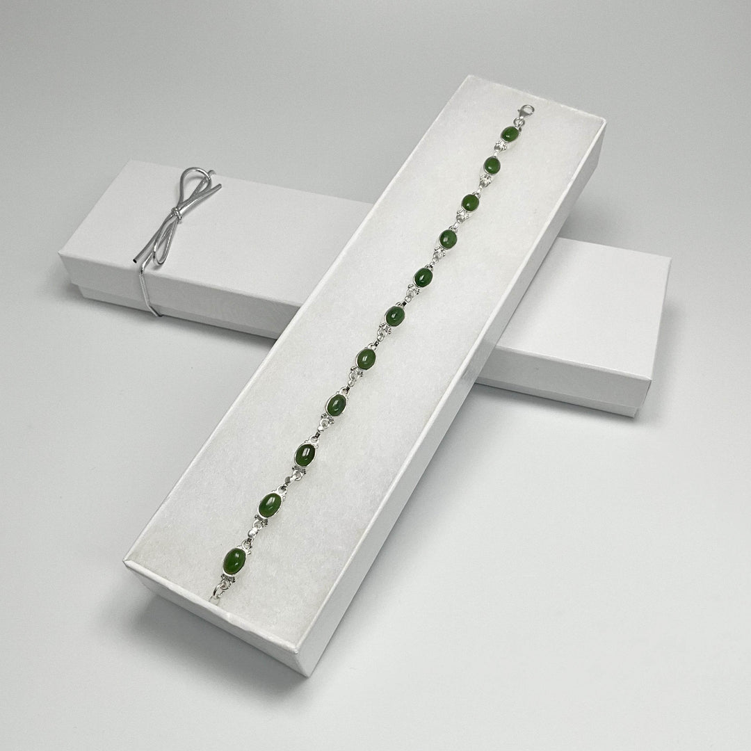 Canadian Jade Sterling Silver Bracelet - Rocks and Gems Canada