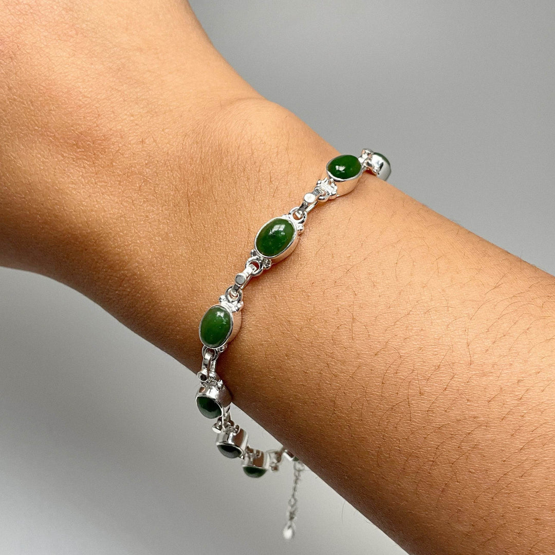 Canadian Jade Sterling Silver Bracelet - Rocks and Gems Canada