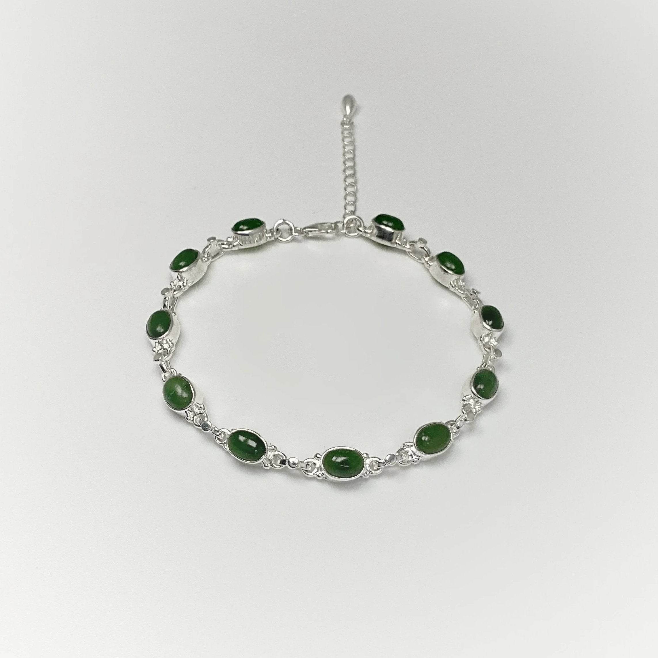 Canadian Jade Sterling Silver Bracelet - Rocks and Gems Canada