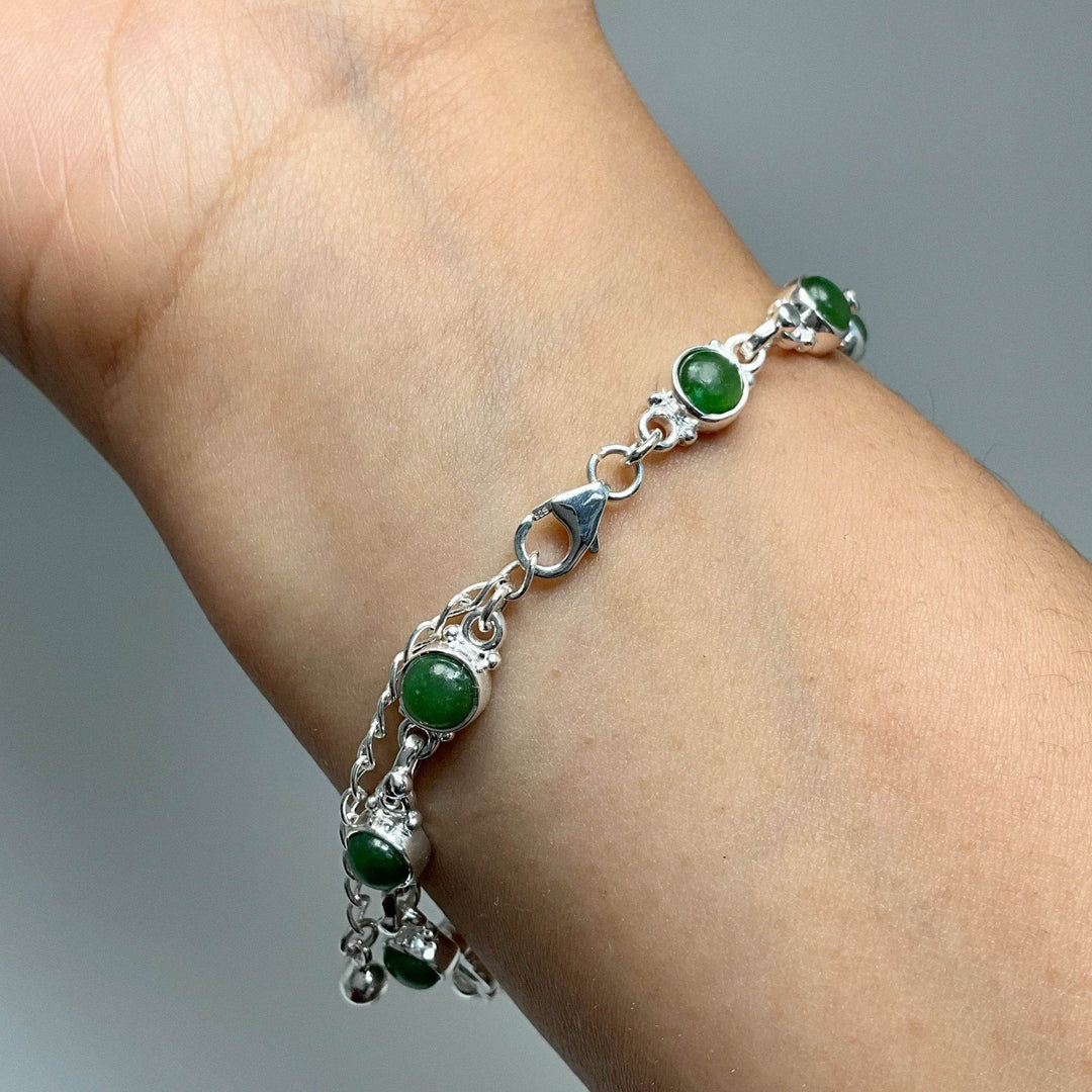 Canadian Jade Sterling Silver Bracelet - Rocks and Gems Canada