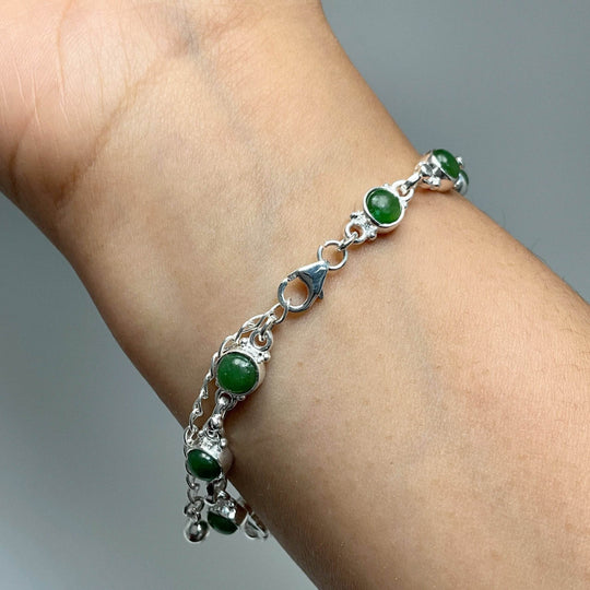 Canadian Jade Sterling Silver Bracelet - Rocks and Gems Canada