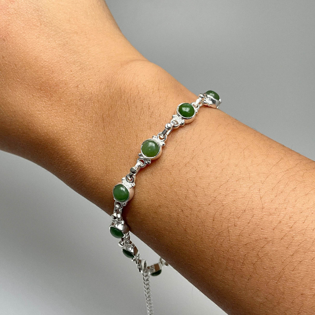 Canadian Jade Sterling Silver Bracelet - Rocks and Gems Canada