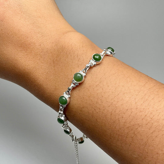 Canadian Jade Sterling Silver Bracelet - Rocks and Gems Canada