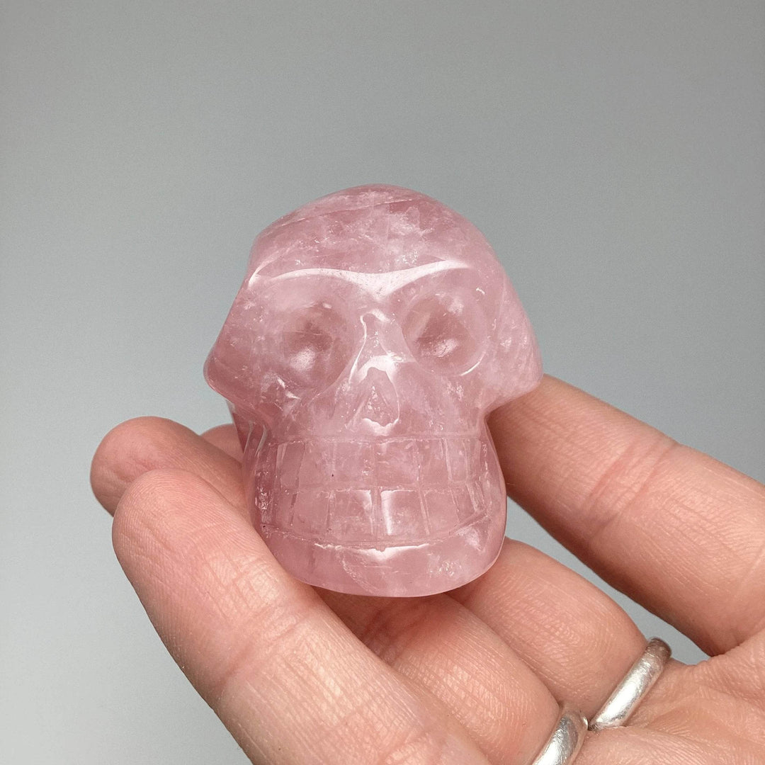 Carved Rose Quartz Skull - Rocks and Gems Canada