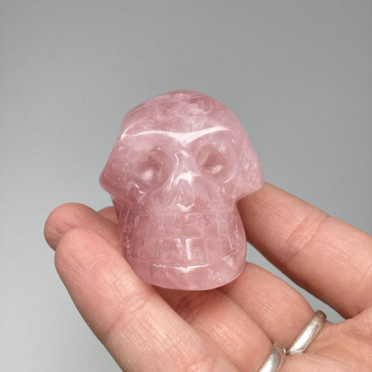 Carved Rose Quartz Skull - Rocks and Gems Canada