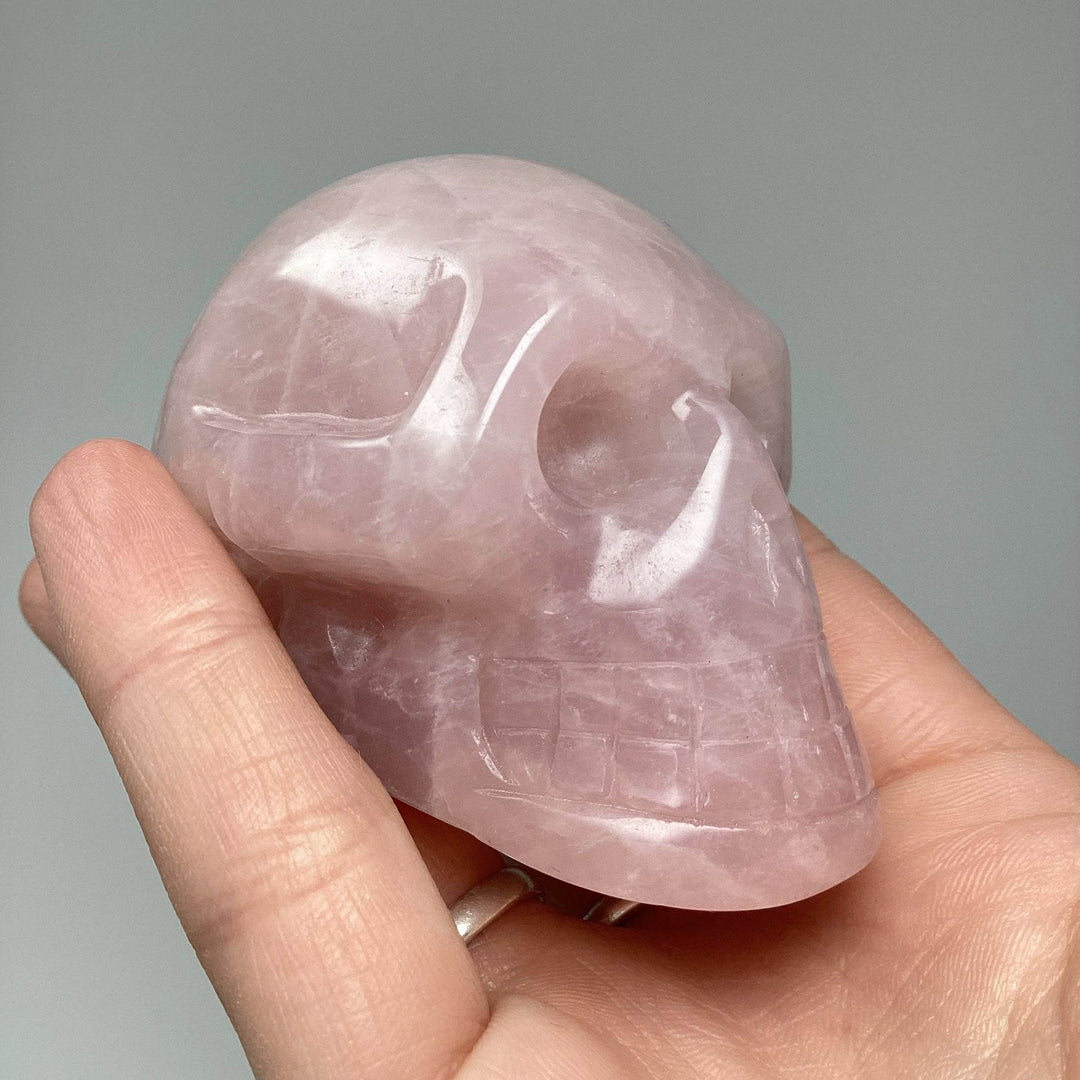 Carved Rose Quartz Skull - Rocks and Gems Canada