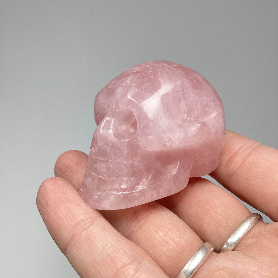 Carved Rose Quartz Skull - Rocks and Gems Canada