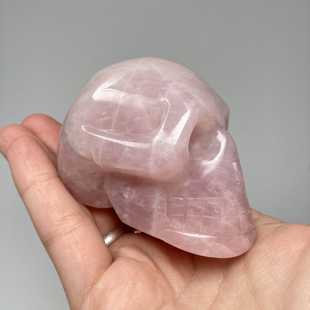 Carved Rose Quartz Skull - Rocks and Gems Canada