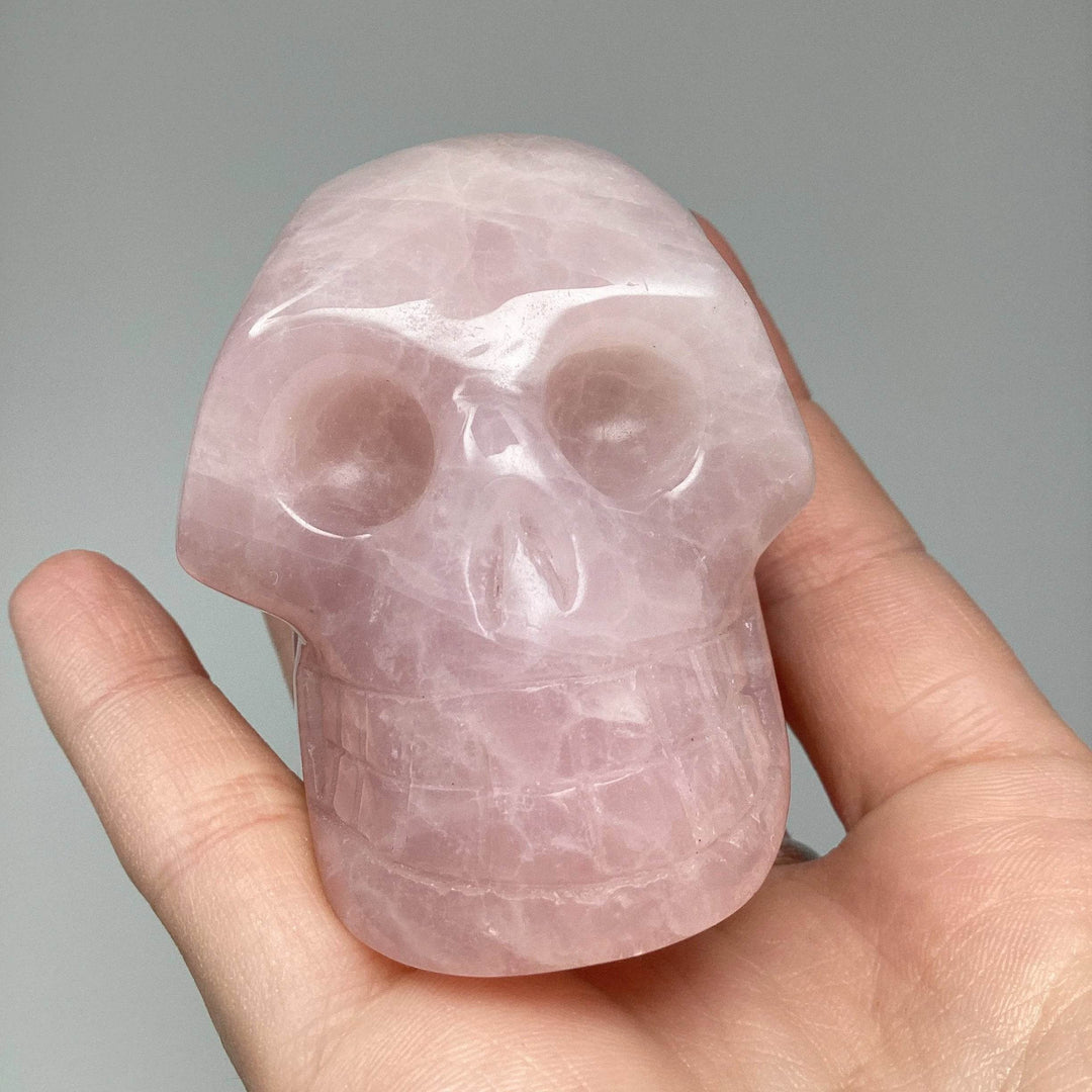 Carved Rose Quartz Skull - Rocks and Gems Canada