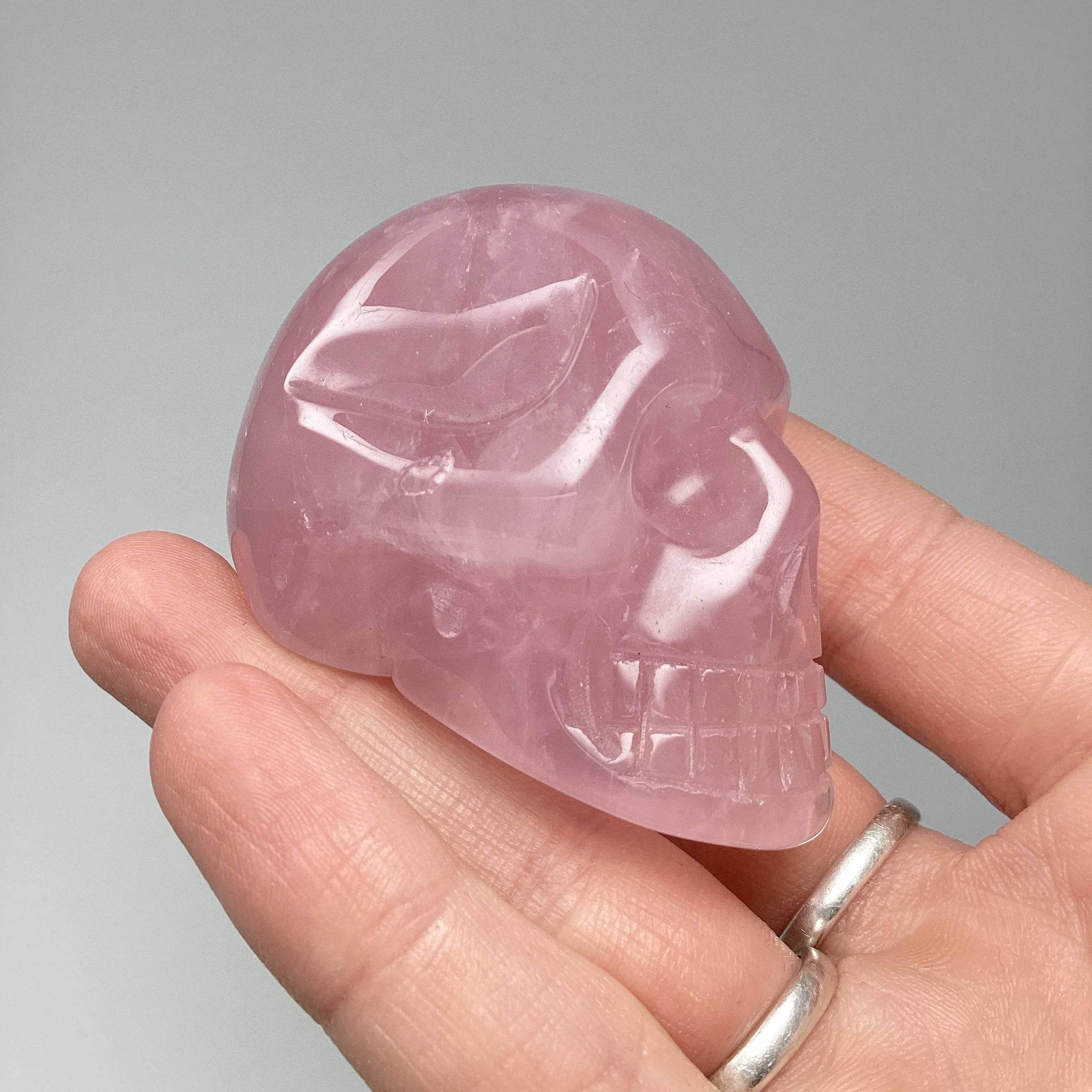 Carved Rose Quartz Skull - Rocks and Gems Canada