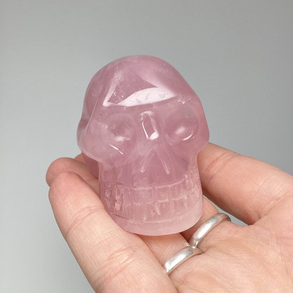 Carved Rose Quartz Skull - Rocks and Gems Canada