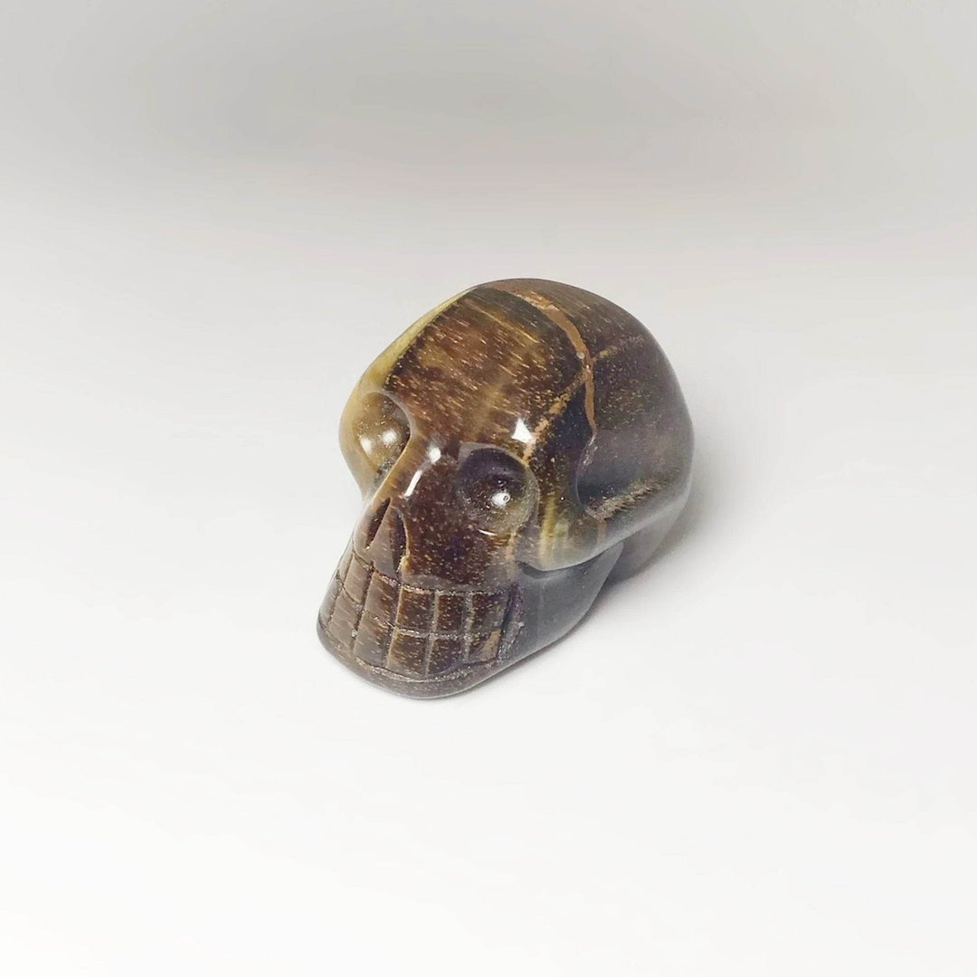 Carved Tiger Eye Skull - Rocks and Gems Canada