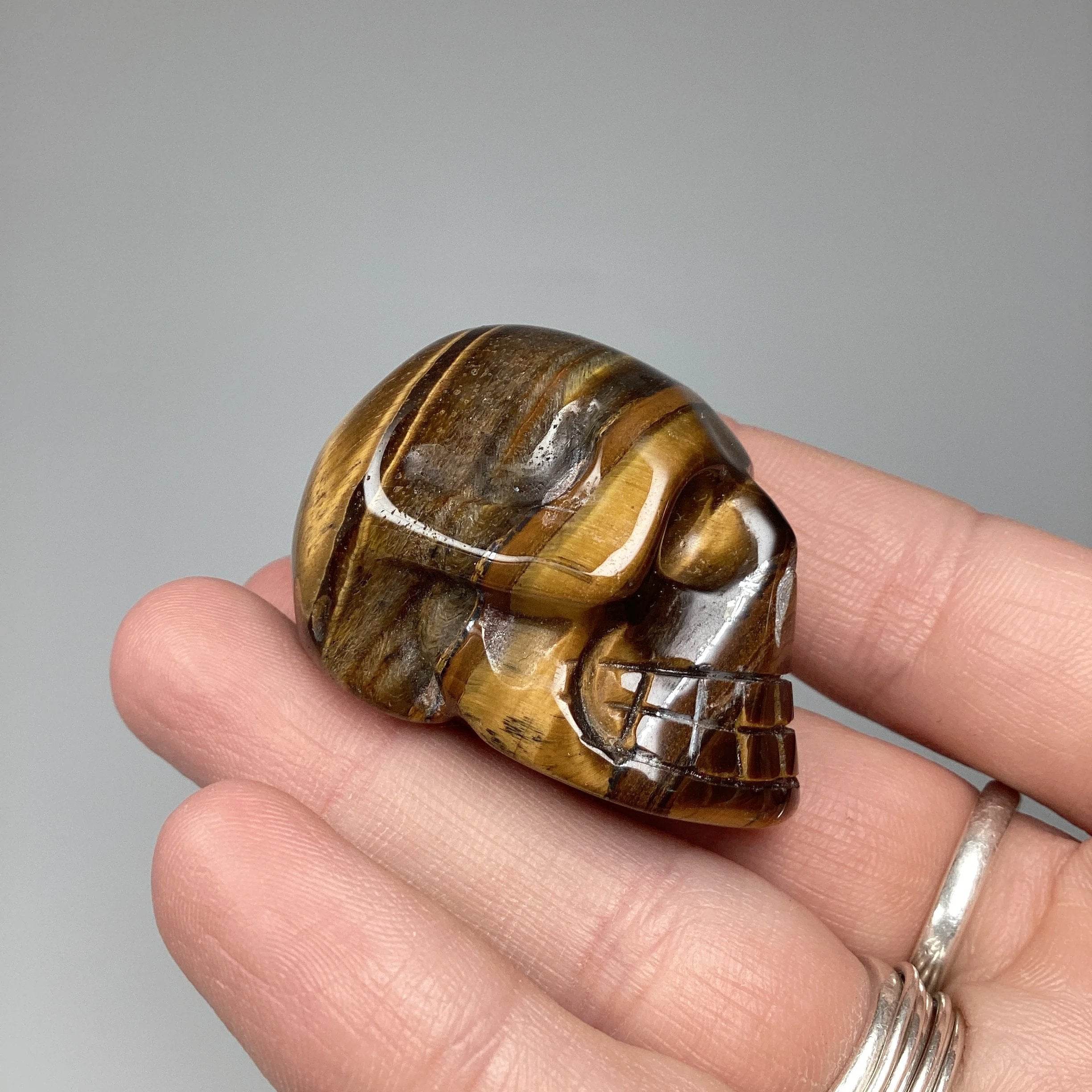 Carved Tiger Eye Skull - Rocks and Gems Canada