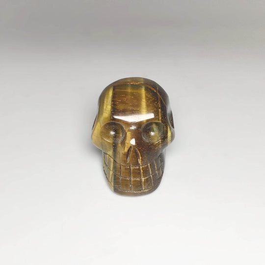 Carved Tiger Eye Skull - Rocks and Gems Canada