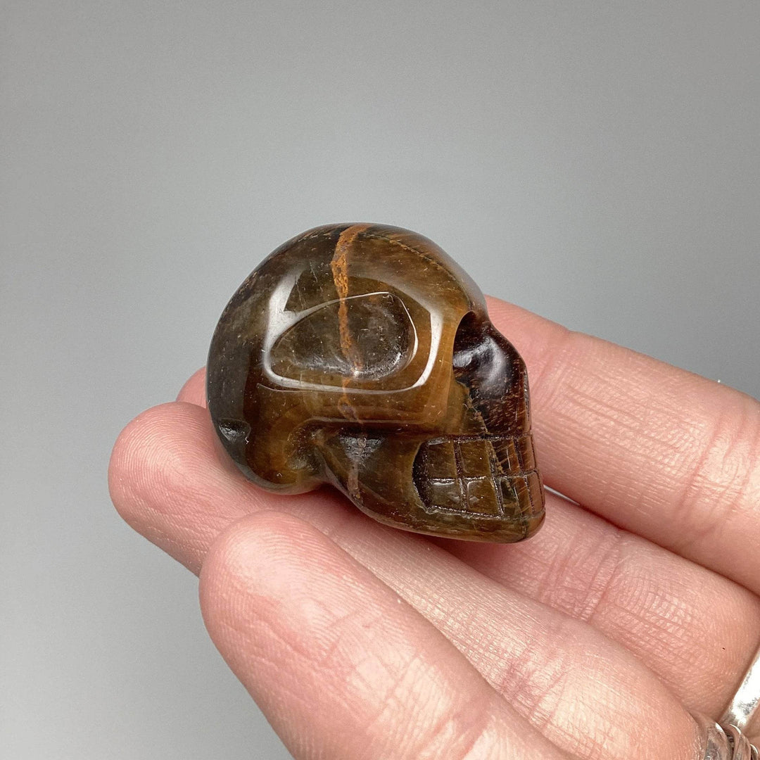 Carved Tiger Eye Skull - Rocks and Gems Canada